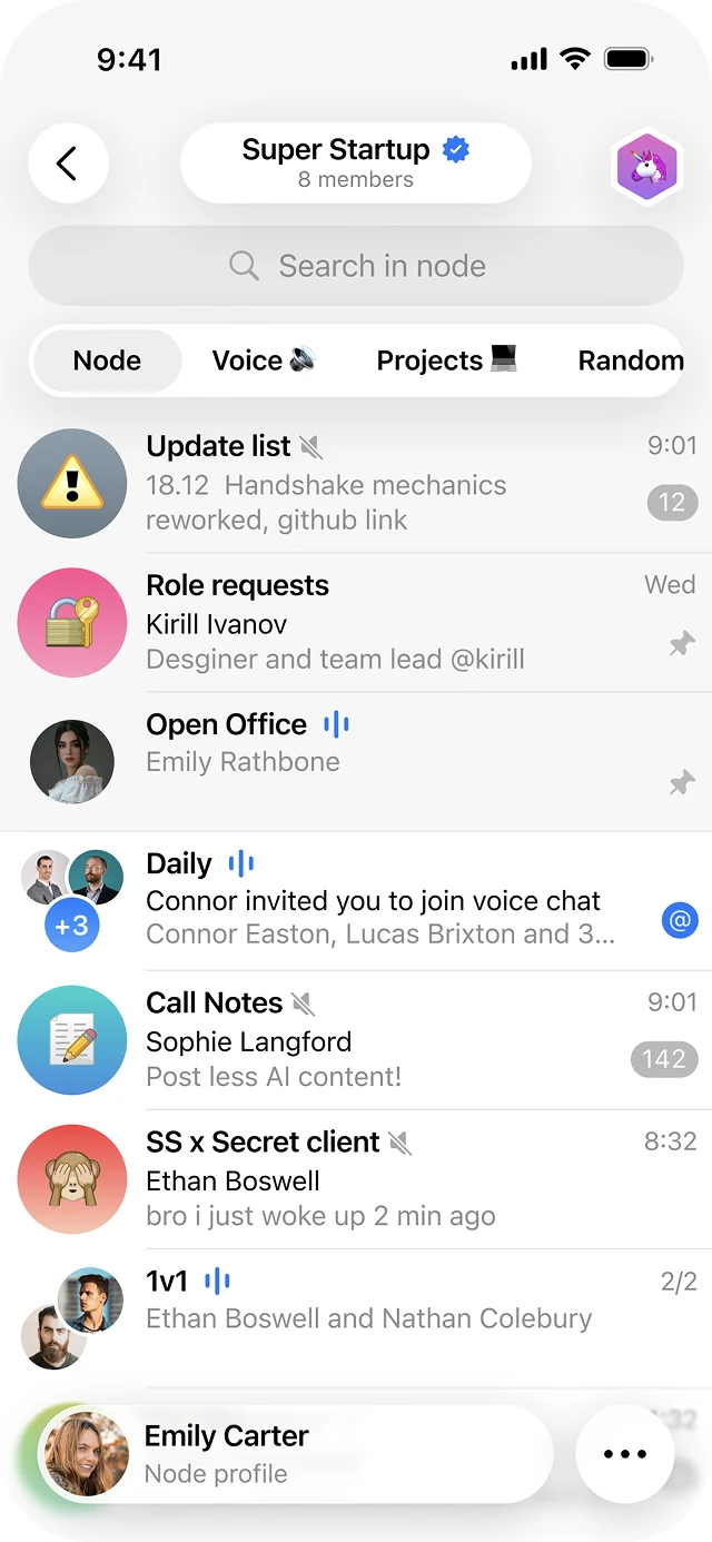 Telegram Node screen